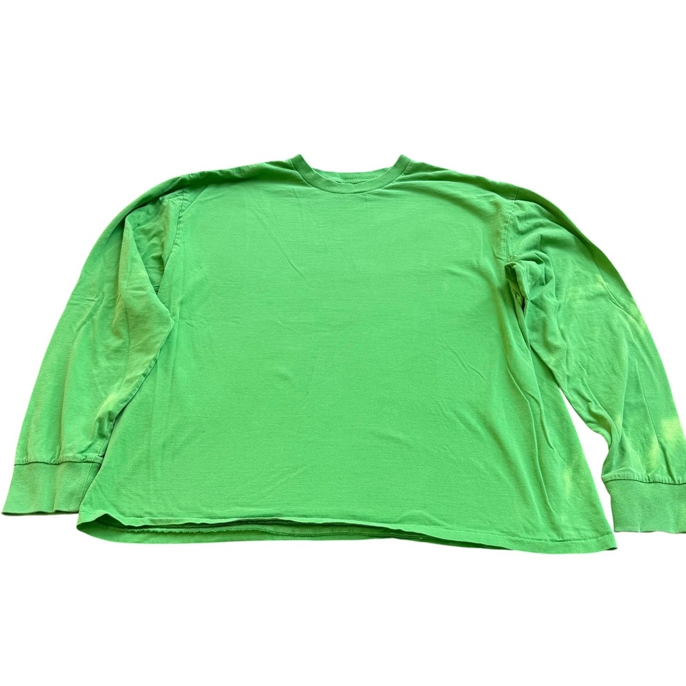 Elwood Mens Organic Cotton Boxy Long Sleeve T-Shirt Green CT00014 Size M